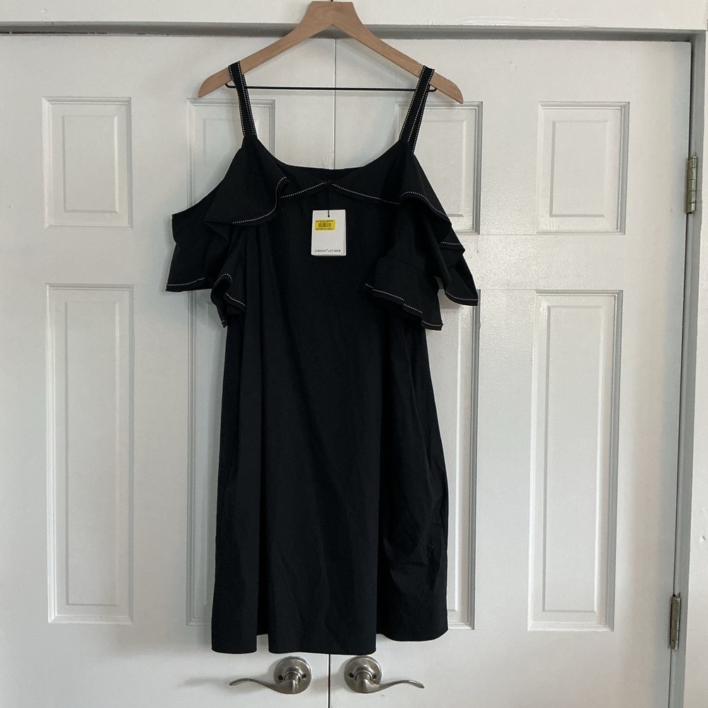 Gibson Latimer Black Ruffle Mini Dress